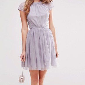 ASOS Premium Lace Tulle Mini Dress with Open Back